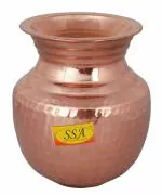 SHIV SHAKTI ARTS 100% Pure Copper Pot| Kalash| Lota with Lid 1000 ml