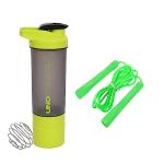Bs Spy UNO Skipping Rope Leakproof Bottle Sipper Protein Shaker For Man Woman Green 500 ml