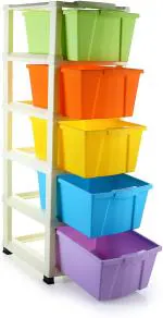 SELECTOR Mahadev Enterprise Multicolor Plastic Chest of 5 Multi-Purpose Free Standing Drawers Extra Large Modular Drawer Storage Organizer For Home And Office