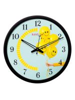 Random 12- inch Smiley Baloons Round Shaped Wall Clock With Glass (Quartz Movement, Black Frame)