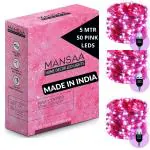 MANSAA M15 USB LED String Light | 5 Meter 50 LEDs | Pink Color | USB Operated | Home Decor LED Light | Pack of 3
