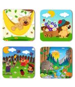 Whats Your Kick Cartoon funny Character Printed Set of 4 Coaster With Metal Stand