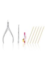 Sminakh Multicolour 1 Cuticle Pusher, 1 Cuticle Cutter, 1 Cuticle Oil, 5 Wooden Sticks for Manicure and Pedicure Combo