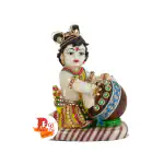 DARIDRA BHANJAN - Lord sri Krishna bhagwan laddu Gopal kanha ji Marble Statue murti Idol for Gift car Dashboard Home Decor.