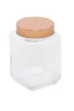 Homies Transparent Glass Cube Square Jars With Lids, 1000 ml