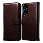 Casotec Flip Cover Back Case for Itel P55 5G | Premium Leather Finish | Inbuilt Pockets & Stand | Flip Cover Back Case for Itel P55 5G (Coffee)