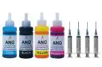 ANG Ink for canonn pixma mg2577s Ink Refill kit Cyan, Magenta, Yellow & Black - 100 ML Each Bottle (4 Ink with Syringe)