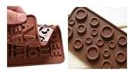 NIKNATS Button and ABCD Designed Chocolate Mould 21 cm (Pack of 2)