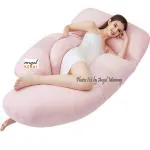 Angel Mommy Premium Full G-Shaped Body Pillow Microfibre Solid Pregnancy Pillow Pack of 1  (Pink)