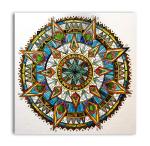 Tamatina Multicolor Mandala Art Colourful Mandala Unframed Art Canvas Painting - 24X24 Inch