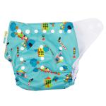1st Step Size Adjustable Reusable Diaper With Diaper Liner House Print - Sea Blue