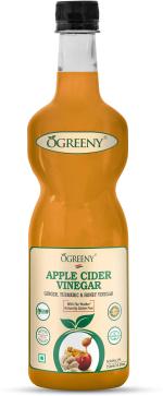Ogreeny Apple Cider Vinegar With Mother And Blend Of Giinger Garlic And Turmuric Raw, 750 ml (Pack Of 1)