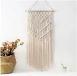 ecofynd Pack of 1 Ivory Macrame Boho Wall Hanging for Apartment, House Living Room, Home Decoration