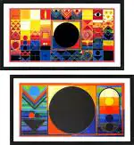 DECOR ADVENTURES Surya Namaskar by S. H. Raza Wall Painting 12 x 21 inch (Pack of 2)