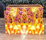 SOURIN Orange Floral MDF Printed Cutlery & Tissue Holder