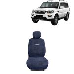 Kingsway Towel Fabric Car Seat Covers for Mahindra Scorpio, 2014 - 2018 Model, Material: 100% Cotton, Color : Grey, Complete Set of All Seats (Car Specific Front + Rear Seat Covers)