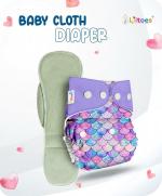 LILTOES Cloth Diapers For New Born Babies 0 to 3 Years | Freesize Adjustable and Reusable | Premium Cloth Nappies Pack of 1 (1 Cloth Diaper + 1 Insert) | (Little Mermaid)