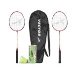 Vector X Multicolor Aluminum Combo Set of Badminton Racquets and Shuttlecock
