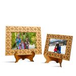 Puzzleboxx DIY MDF Photo Frame with Stand Set of 2 Eco-Friendly Wooden Pre-Cutout Photo Frames - Natural Finish, No Glass Design, Sustainable for Home Decor and Tabletop Display, Beige, Frame-02