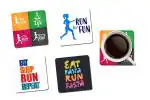 Whats Your Kick Running Run For Fun Quotes Printed Set of 4 Coaster With Metal Stand