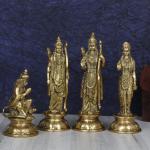 ARTVARKO Decorative Brass Lord Rama Laxman and Sita Religious God Statue - 9 inch