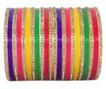 VIBRANCE Traditional Artificial Stone/Zircon Plastic Bangles/Churi/Chooda Set for Women (Multicolor) (Size-2.4)