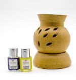 AuraDecor Off White Ceramic Electric Aroma Diffuser Gift Set With 2 Aroma Oils (Pack of 2)
