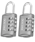 DOCOSS Metal 4 Digit Number Lock For Bag Luggage,Small Combination Lock /Password Locks -Pack of 2 (Black)