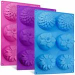 Zollyss Silicone Flower Shape Soap Molds 6-Cavity Trays for Homemade Cake Chocolate Cupcake Mold