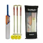 Sunley Cricket Set, Cricket Full Set with Sarthak Senior Cricket Bat Size 7 for Age Group 15+ Years Wooden Wicket Set & 3 Pc Wind Ball