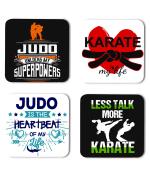 Whats Your Kick Judo Karate Judo is Unlocks My Super Powers Quotes Printed Set of 4 Coaster With Metal Stand