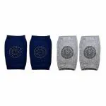 THE LITTLE LOOKERS Navy Blue and Grey Anti-Slip Baby Knee Pads (6 M- 2 Y) Pack of 2