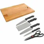 DWARKESH 5 Pcs Knife Set with Wooden Chopping Board