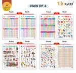 GO WOO Combo of 4 | 2 IN 1 GOOD HABITS & ACTION WORDS, ADDITION & SUBTRACTION AND MORE