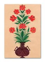 Tamatina Multicolor Rajasthani Flower Pot Traditional Art Canvas Painting - 24X16 Inch