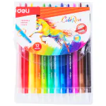 Deli 12 Bright Colours Plastic Twistable Round Barrel Non Toxic Crayon, EC20403