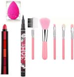 BINGEABLE HDA36 Pro Waterproof Sketch Pen Eyeliner, Long Lasting Super Matte 5 in 1 Lipsticks, Beauty Blender Makeup Sponges, 5 Pieces Face Makeup Brush Set