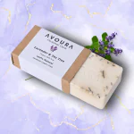 Avoura Lavender Soap | Organic, Soothing, Anti-Allergic, Acne Treatment | Handmade with Shea Butter, Lavender Buds, Tea Tree Oil | SLS, SLES, Paraben-Free | Bath Soap for Men & Women (Pack Of 1 _ 125g )