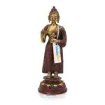 CraftVatika Multicolor Brass Standing Buddha Statue 20 x 18.01 cm