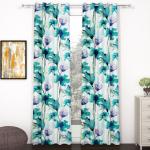 Story@Home Nature Collection Floral Printed Eyelet 2 Pc Door Curtain Door Curtains for Living Room Bedroom and Office, (7 Feet, Blue & White )