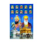 Dharvika Innovations Vinyl Poster Of Ten Sikh Gurus Guru Nanak Sparkle Coated Self Adhesive Waterproof Painting Poster Without Frame, 24 X 36 Inch
