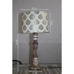 ZARA WOODEN HANDICRAFTS Cute Wooden Nightstand Lamp for Bedroom,Table Lamps with Floral Fabric Shade Study Lamp (20 cm, Multicolor)