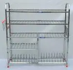 TSW Stainless Steel Square Pipe Stand Utensil Kitchen Rack,Silver (91x79x25cm)