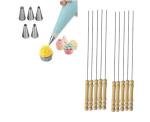 BLUE WONDER Cake Decorating 6 Pcs Nozzle with Wooden Sikhe Set and (Multicolour, Pack of 2)