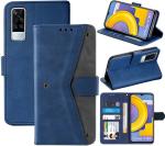 Autofocus Faux Leather Back Case Flip Cover for Vivo Y31 with ID Card Slot | Foldable Stand | 2 Card Slot | 1 Cash Slot | Magnetic Closure - Executive Blue, 23425