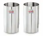 MARWALL Stainless Steel Wide Mouth Long Glass- Capacity 500ml Each (Pack of 2)