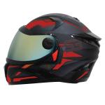 Steelbird SBH-17 Terminator ISI Certified Full Face Graphic Helmet in Matt Finish(Large 600 MM, Black Red with Chrome Gold Visor)