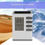 HEMIZA Pen Pencil Holder with Square Analogue LCD Clock and Digital Calendar with Desk Pen Holder Cube Pen Stand Desk Alarm Clock for Home Office Desk Organizer Rack