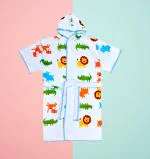 THE LITTLE LOOKERS Swimming Bath Gown with Hood/Bath Robe/Bathing Accessories/Bathing Essentials for Kids/Baby Boys & Baby Girls in Attractive Prints (Bunny Hood Blue, 2-3.5 Years(Medium))