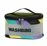 House of Quirk Round Cosmetic Bag Organiser PVC Waterproof Zippered (Black)